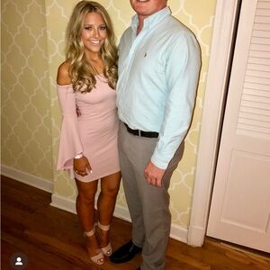 blue Blush Size XS Off the Shoulder Body-con Dress with Flare Sleeves